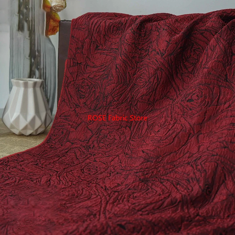 

1-метровая ретро красная роза с большим цветком, жаккардовая парчовая ткань, женское платье Cheongsam, декоративная швейная ткань