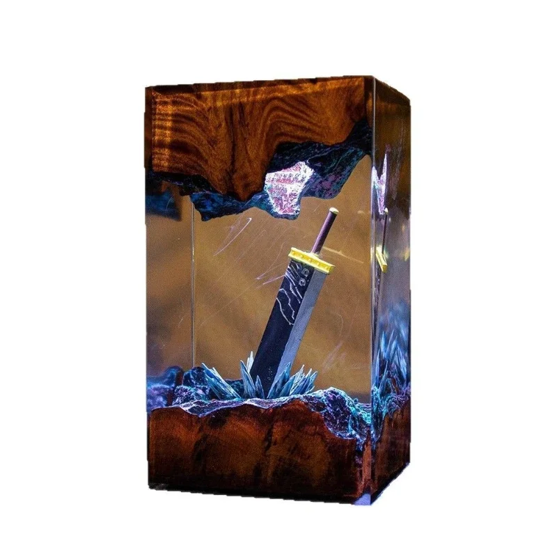 Lámpara de resina con temática de Sword of Destruction, serie mágica, diseño epoxi, amantes del juego, regalo creativo de Navidad