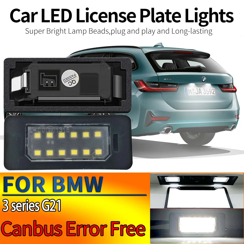 2 Stück Canbus-Fehlerfreie weiße LED-Kennzeichenbeleuchtung, Kennzeichenlampen, Autozubehör, 12 V, für BMW 3er G21