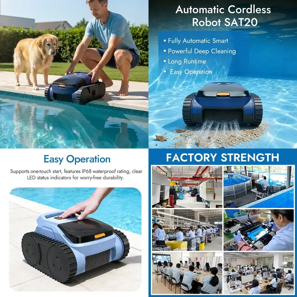 Intelligent High Quality Eco-Friendly Wireless Pool Automatic Vacuum Customizable Cleaning Zones Via App for