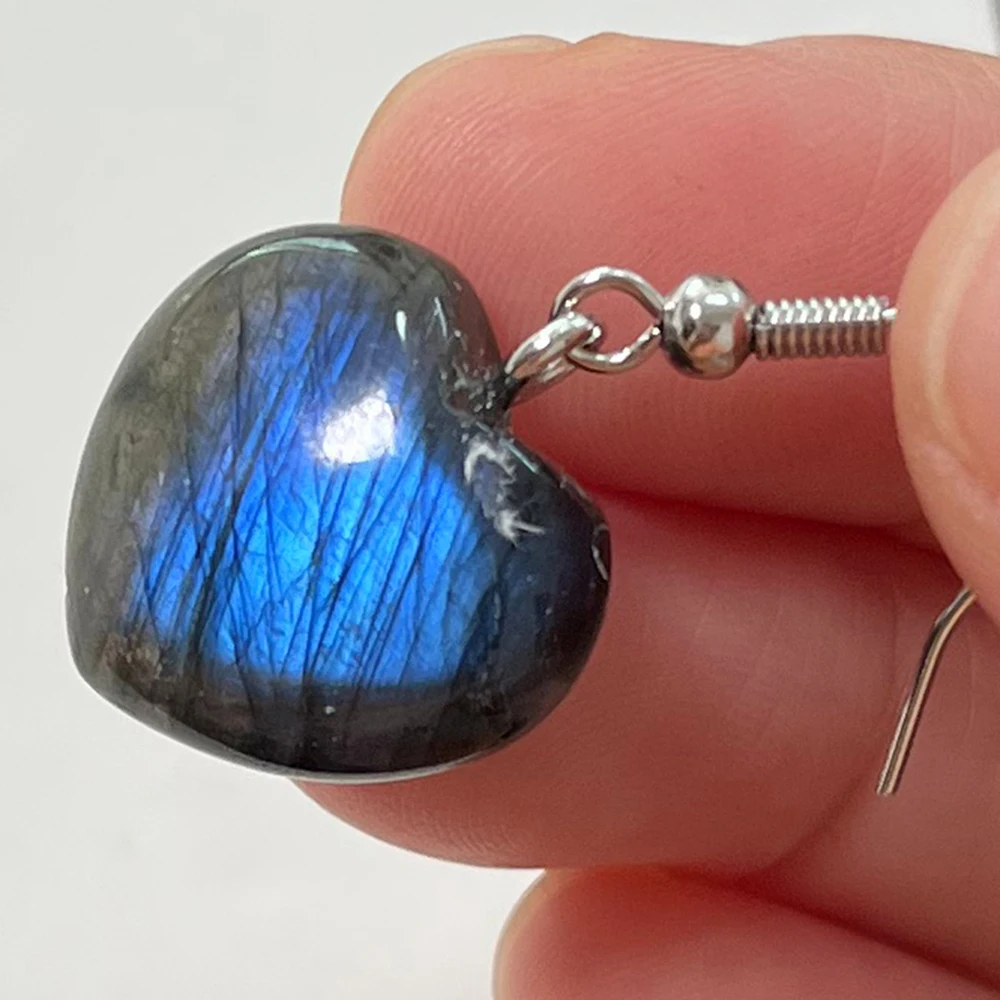 Natural Stone Irregular Shape Bead Blue Purple Labradorite Earrings