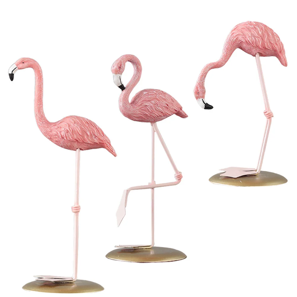 

3 Pcs Flamingo Ornament Small Figurine Resin Statue Decorations Lightweight Office Figurines