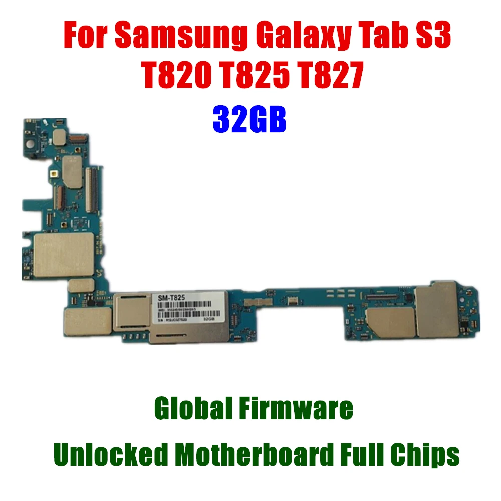 

For Samsung Galaxy Tab S3 T820 T825 T827 Motherboard Unlocked Mainboard 32gb SM-T820 Full Chips Android