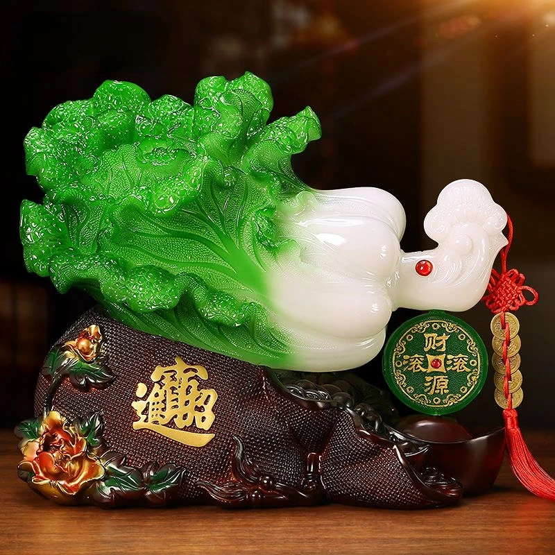 

Chinese Feng Shui Jade Cabbage Ornaments Home Decor Crafts Furnishings Lucky Office Living Room Shop Opening Gifts