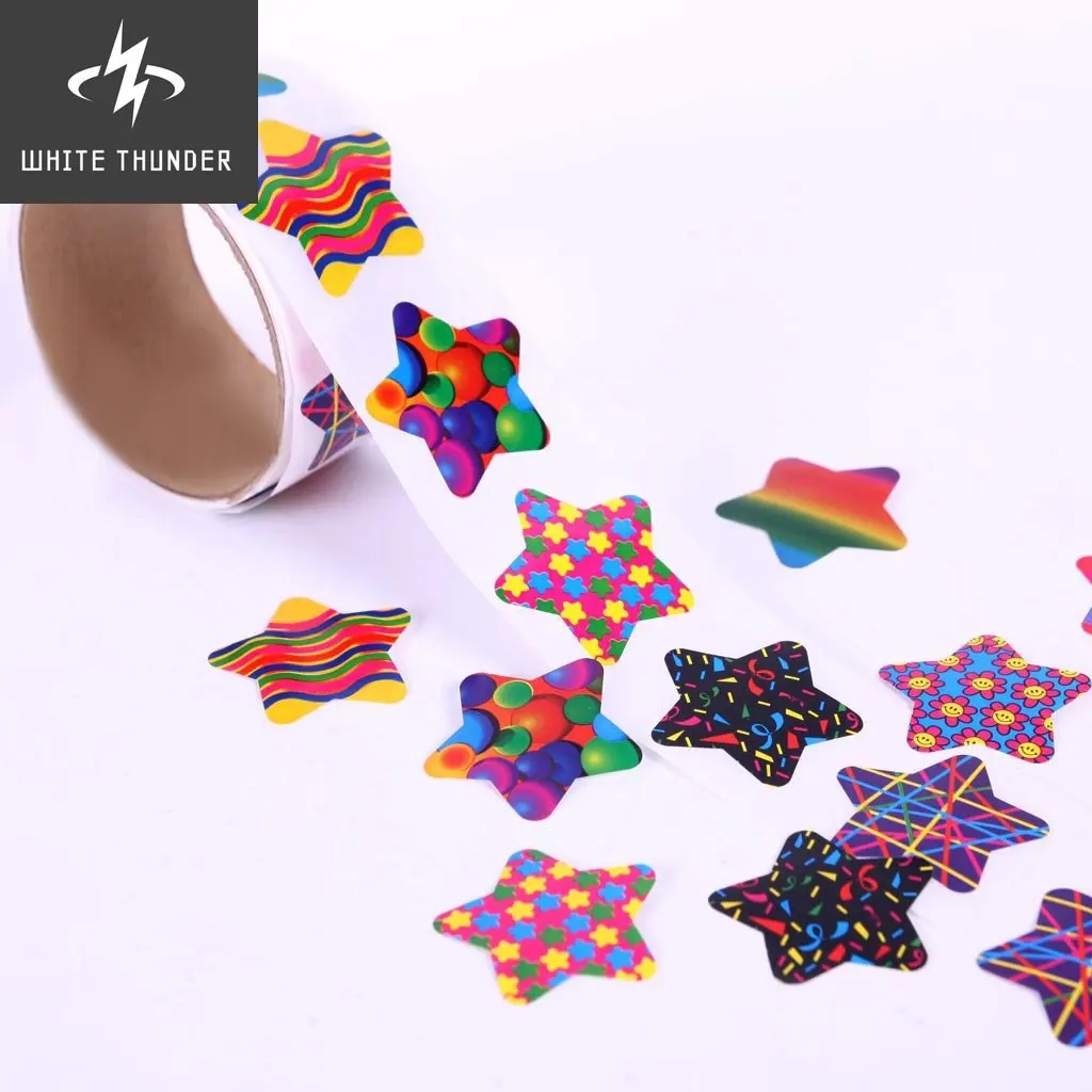 One Roll Children Stationery Stickers Tape Creative School Reward Cute Pentagram Sticker 100pcs 3.8cm Kids Toy Stickers