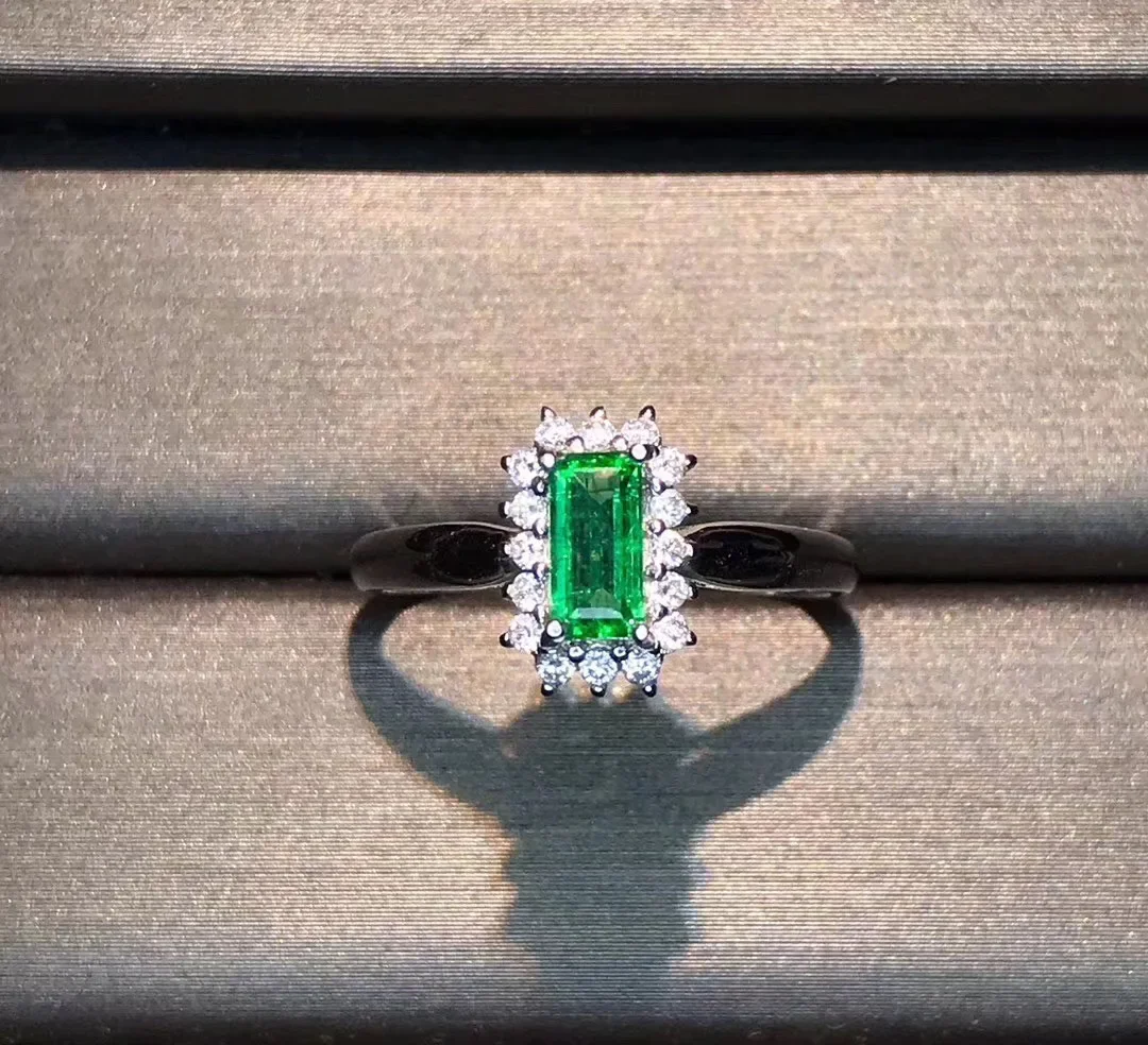 

Простое изумрудное кольцо для офисной женщины 3 мм * 5 мм, кольцо из натурального изумруда, твердое серебро 925 пробы, изумрудные украшения, подарок на день рождения для девочки