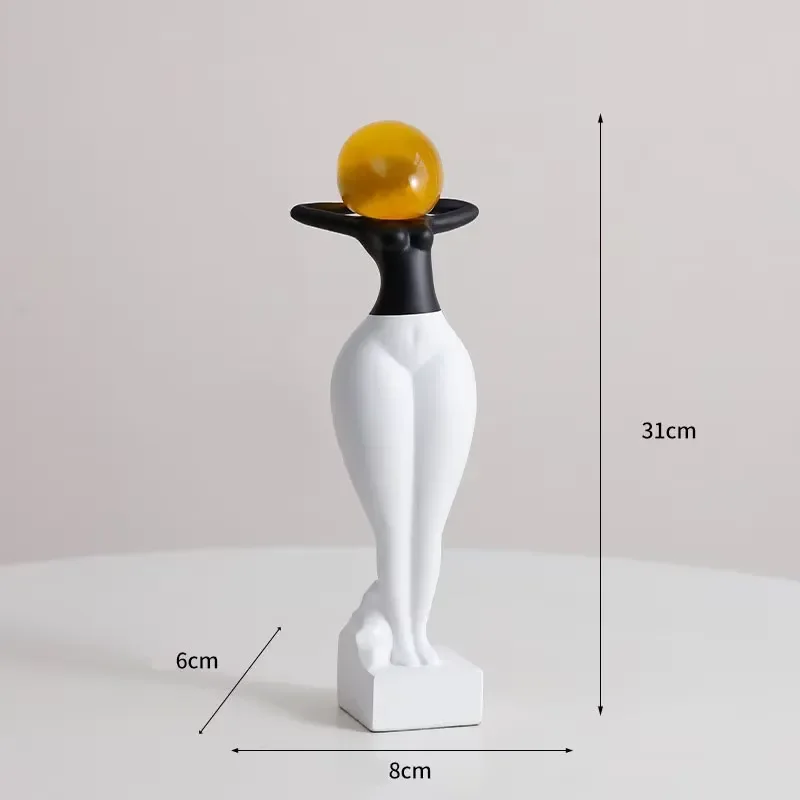 Modern Abstract Figure Resin Crafts Minimalist Art Black Sculptures Wine TV Cabinet Home Decor Ornaments for Living Room