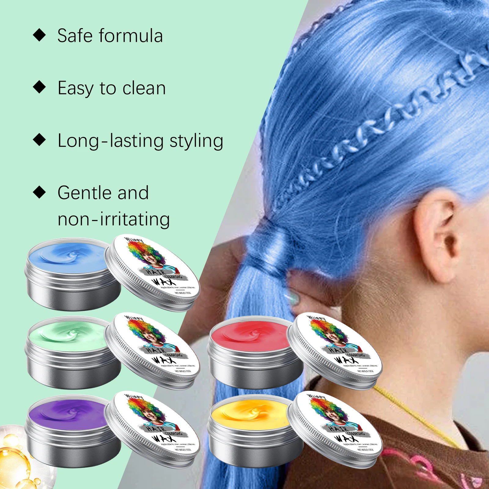Vaseline Temporary Hair Colour Cream Temperate Safety Children DIY Hairs Dyed Mud for Eyebrow Beards Coloring Hair Colored Wax
