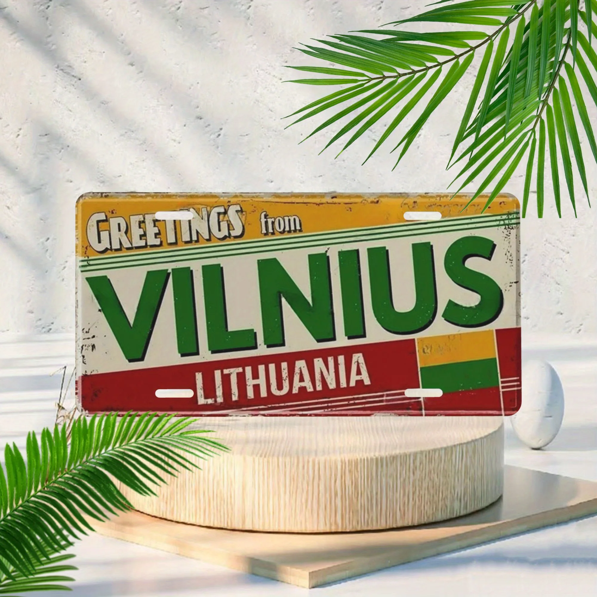 Placa decorativa personalizada de aluminio, Vilnius, Lituania Placa decorativa, exhibición personalizada