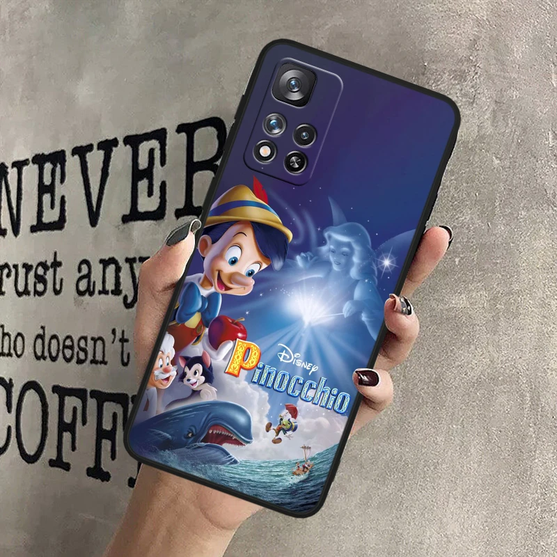 Disney Pinocchio Cute For Redmi Note 13 12 Turbo 11T 11P 11E 11S 10T 10S 10 9 Pro Plus Max Silicone Black Phone Case