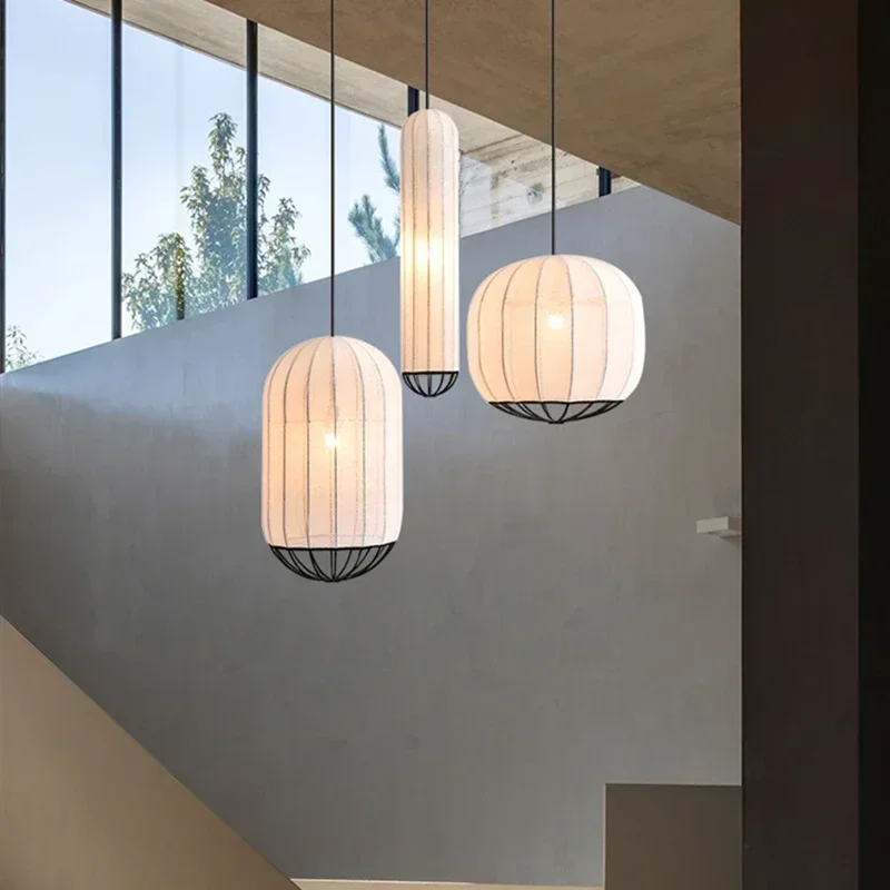 Nordic Modern Fabric Led Ceiling Chandelier For Bar Living Room Bedroom Kitchen Wrought Iron Pendant Lamp 3 Styles Available
