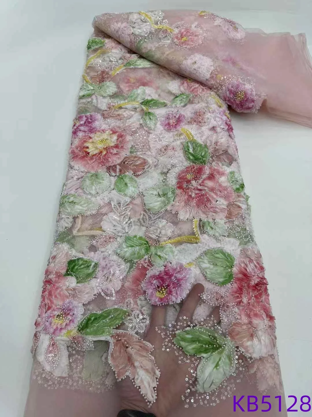 

Африканская кружевная ткань 2025 г., 3D цветочная вышивка, кружево для жениха, нигерийский свадебный тюль, кружевная ткань для шитья платья KB5132