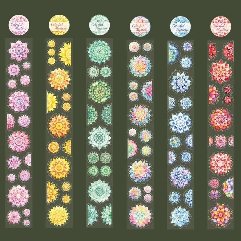 1 롤 플라워 스티커, 애완 동물 접착 성 꽃 미학 스티커 방수 장식 스크랩북 저널 카드