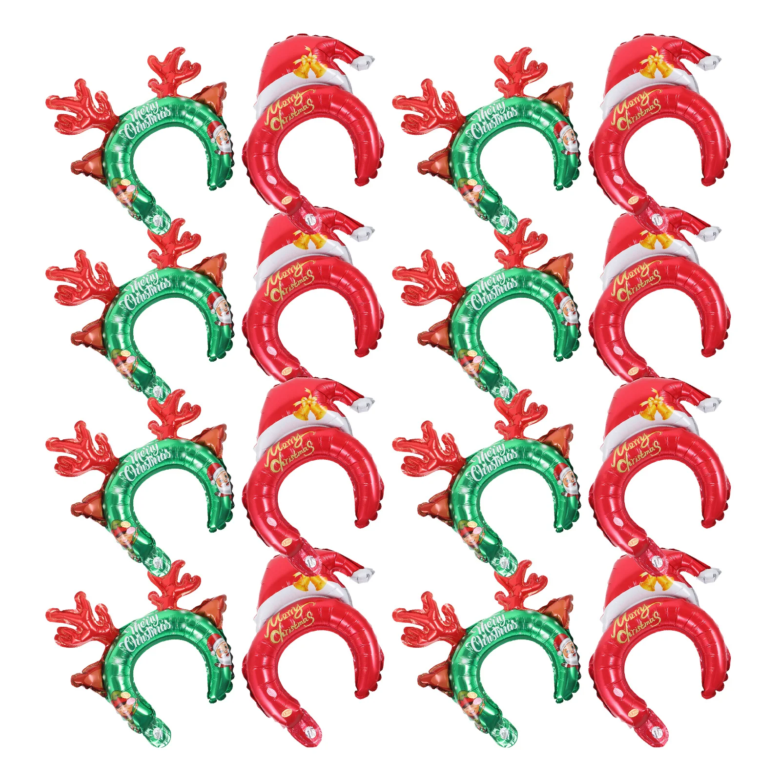 

20Pcs Christmas Inflatable Headbands Cartoon Balloon Hairbands Party Hair Hoops Decorative Photo Props for