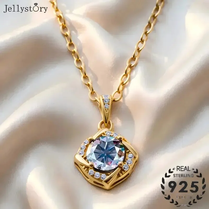 Jellystory 1ct S925 Silver Dreamy Windmill Moissanite Pendant Necklace for Women Creative Unique Choker Dainty Jewelry Gift