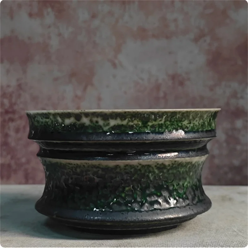 Deep Green Porcelain Root Crops Pot,Middle Size,Pachypodium Agave Cactuses Plant Pot,Small Flower Vase,Bonsai Plant Pot