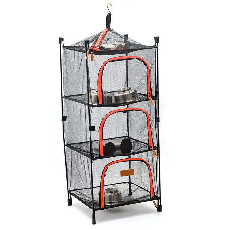 3 Layer Mesh Hanging Herb Drying Rack With Zippers For Outdoor Camping & Hiking Dry Net Hanging Drying Net