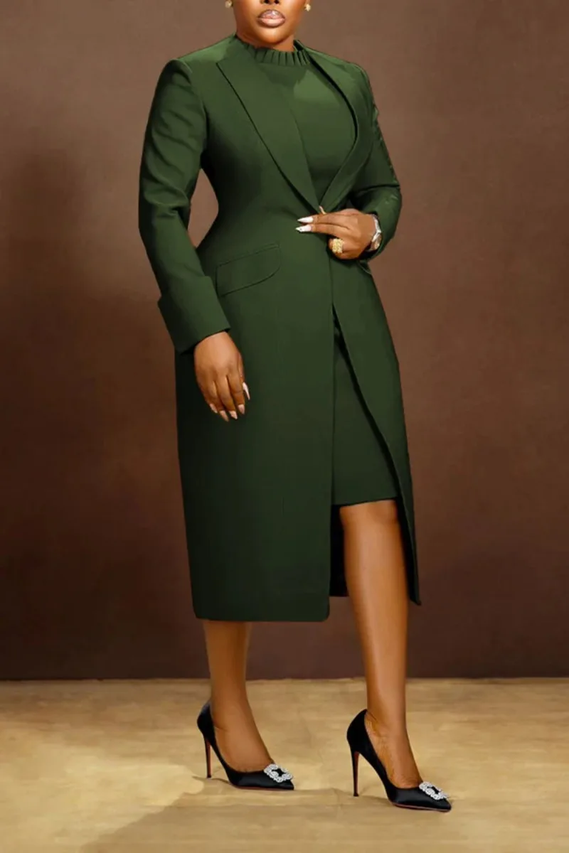 

KEXU Women's Set Full Sleeve Long Blazer Coat+ Long Dress Suit 2025 Fashion Streetwear Two 2 Piece Set Africa OL Work Outfits