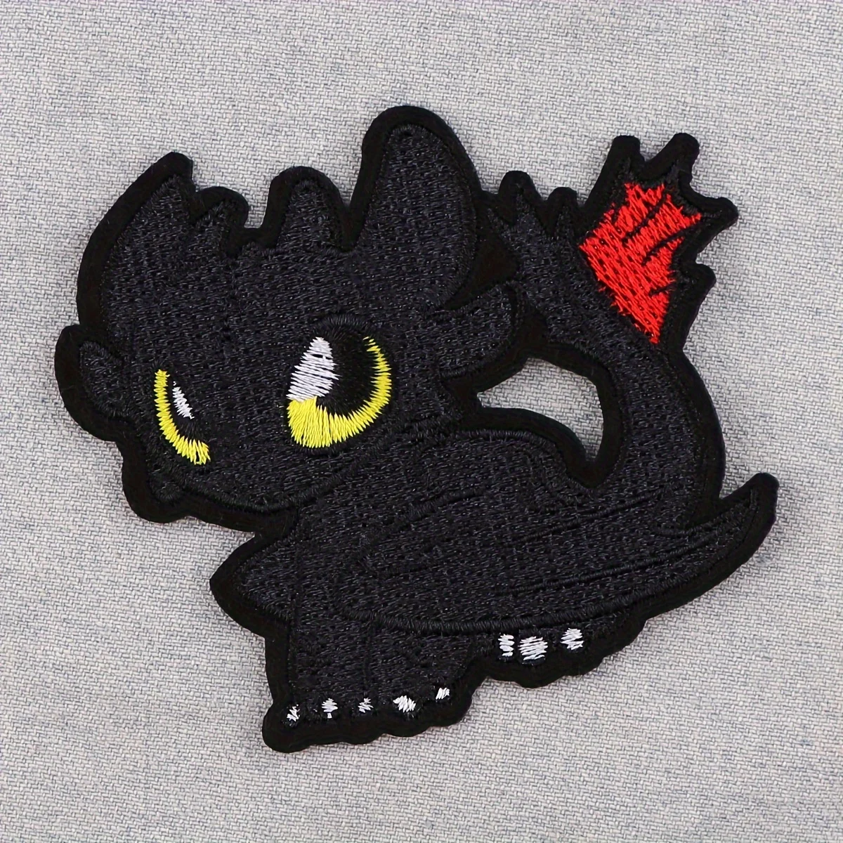 1PC Black Night Fury Cartoon Dragon How To Train Your Dragon Embroidered Patch, Iron-On Sew-On for Bags, Jackets, Hat DIY Crafts