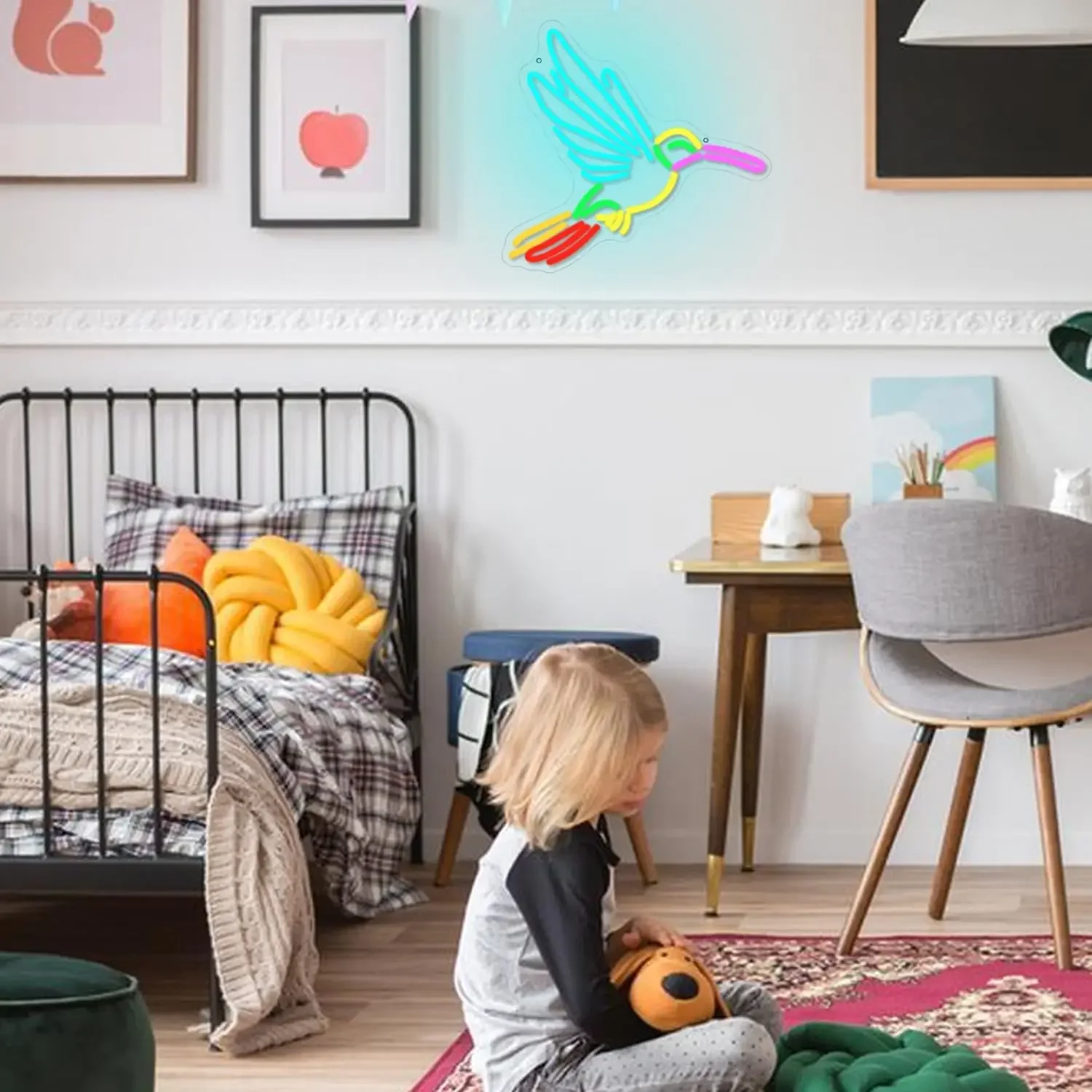 Hummingbird Neon Light Wall Art Decor USB Powered Dimmable LED Neon Sign for Bedroom Cafe Decor Unique Gift for Nature Lovers