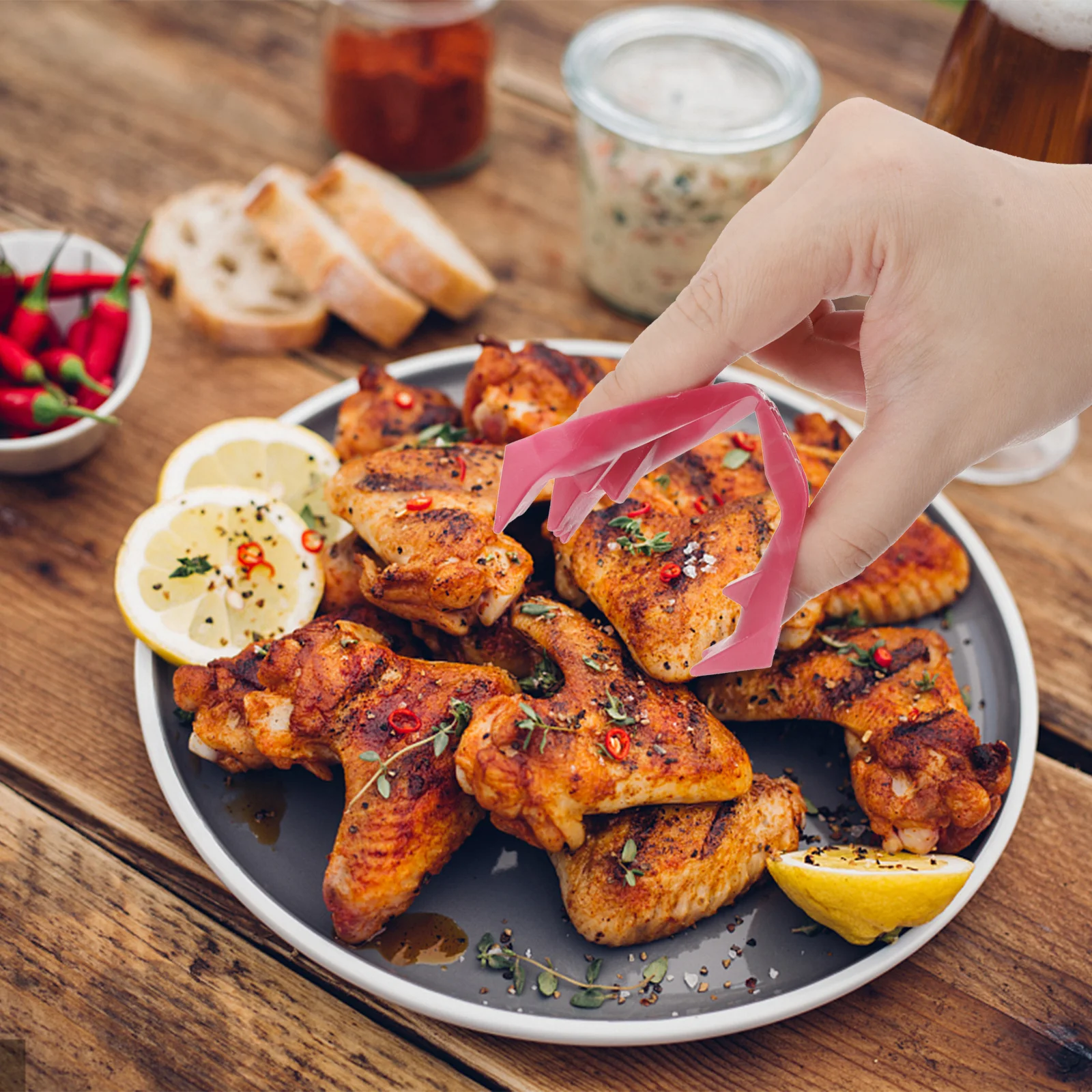 

12pcs Food Clips Plastic Finger Tongs For Ribs Chicken Wings Mini Eating Utensils Buffet Picnic Kitchen Bbq Party Tools