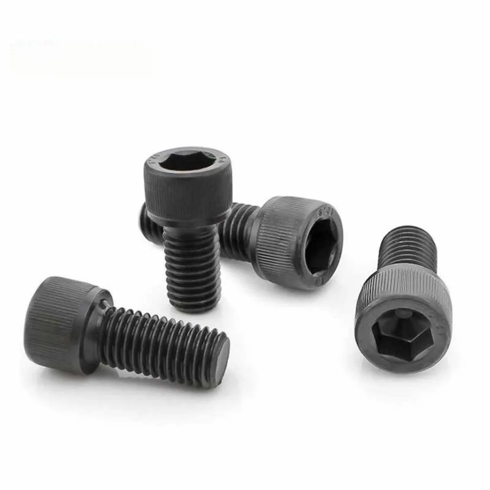 M10 M12 12.9 Grade Black Fine Thread Hexagon Socket Cap Head Screws DIN912, Pitch 1.25mm 1.5mm Inner Hex Allen Bolts L=16-100mm