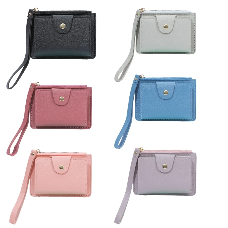 Women Girl Clutch Bag Coin Purse PU Small Wallet Multi-slot Wristlet Purse Credit Card Card Holder Zipper Purse