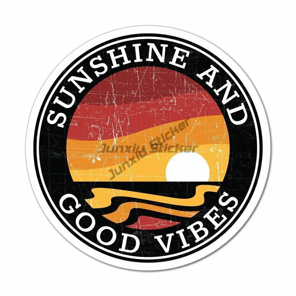 

Sunshine And Good Vibes Sticker Decal Beach Vintage Explore Travel Waterproof Car Styling Bumper Surfboard VAN RV Vinyl Decor