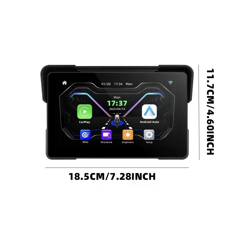 7-Inch IPS Screen Motorcycle Navigation System - Wireless Auto-Connect, Easy Installation And Assembly, Carplay And Android Auto