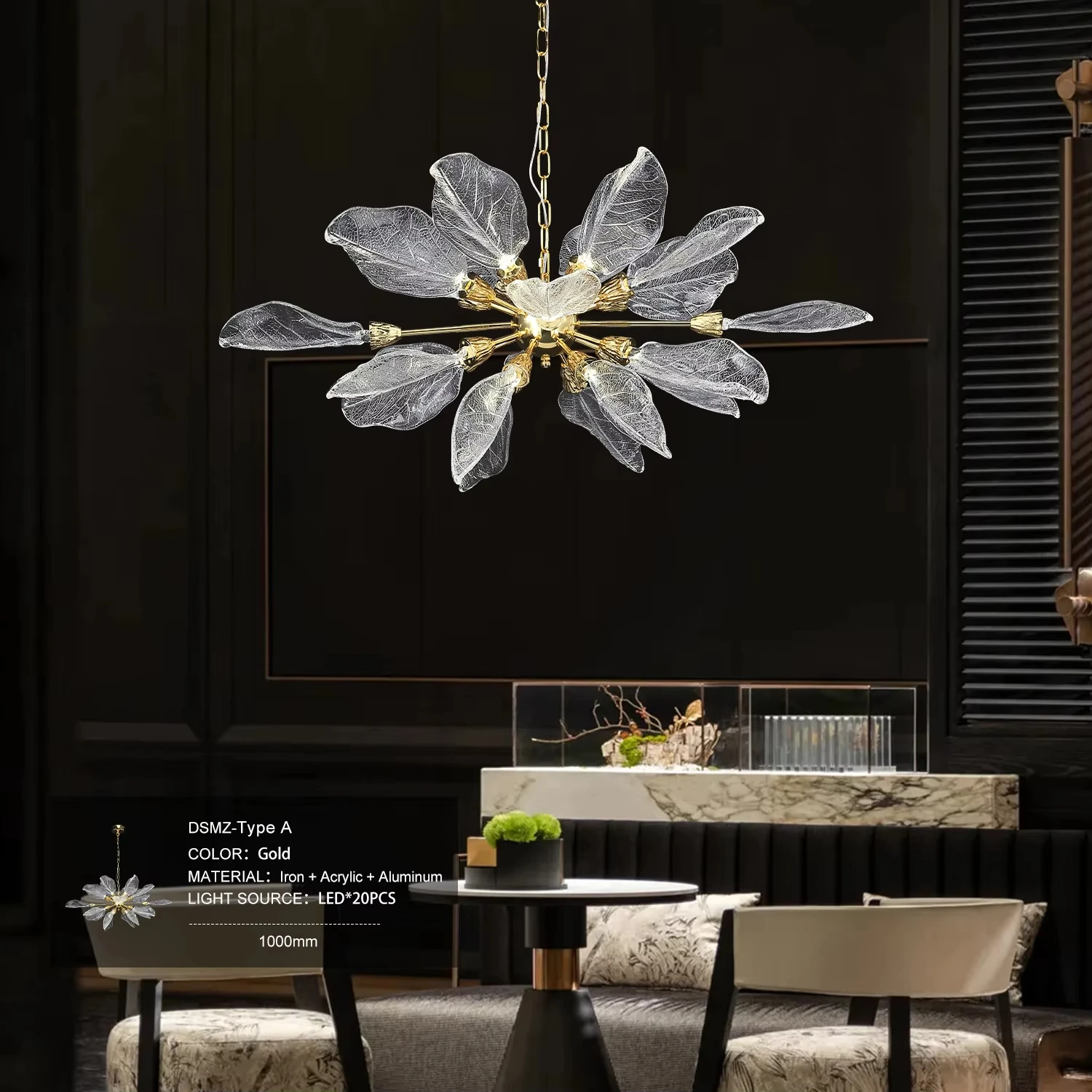 

Retro Luxury Modern Leaf Ceiling Hanging Chandelier Living Dining Room French Artist Designer Bedroom Leaf Pendant Light Kitchen