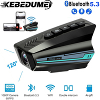 Kebidumei Motorcycle Helmet Headset Bluetooth5.3 Earphone WiFi 1080P Lens Video Recorder Wifi Camera 2000mah Waterproof Heaphone