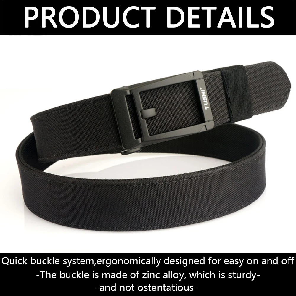 TUSHI New Rigid Tactical Belt for Men Metal Buckle Quick Release Police Duty Military Gun Belt Thick Nylon Casual Trouser Girdle