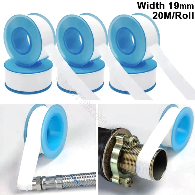 

20M/Roll PTFE Plumbing Thread Seal Tape 19mm Band Leakproof Sewer Plug Water Gas Thread Joint Pipes Faucet Repair Tool Sealants