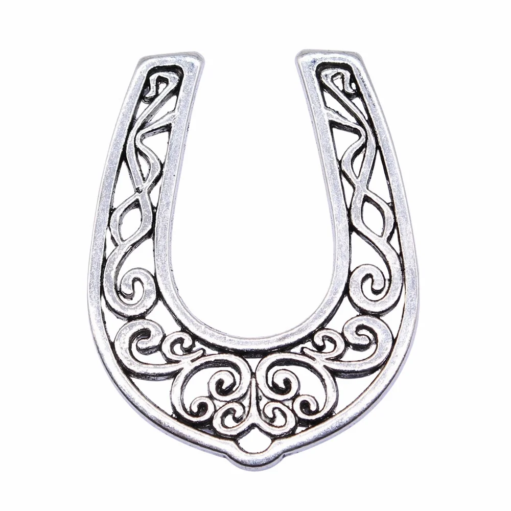 Couple Pendants Oversized Hollow Horseshoe Charms Jewelry Materials 50x39mm 1pcs