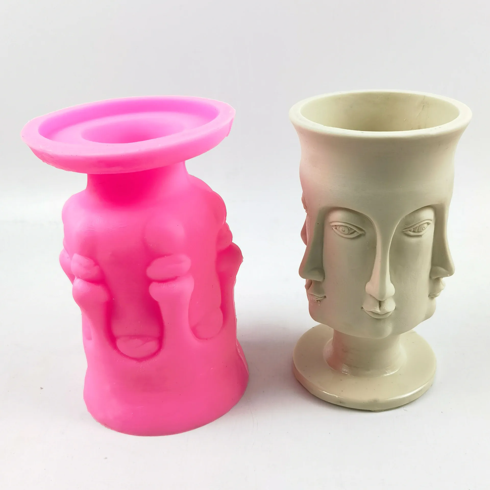 

Egyptian Six Faced Goddess Vase Flower Pot Pen Holder Silicone Mold Gypsum form Scented Stone Ornaments Homemade Handicraft