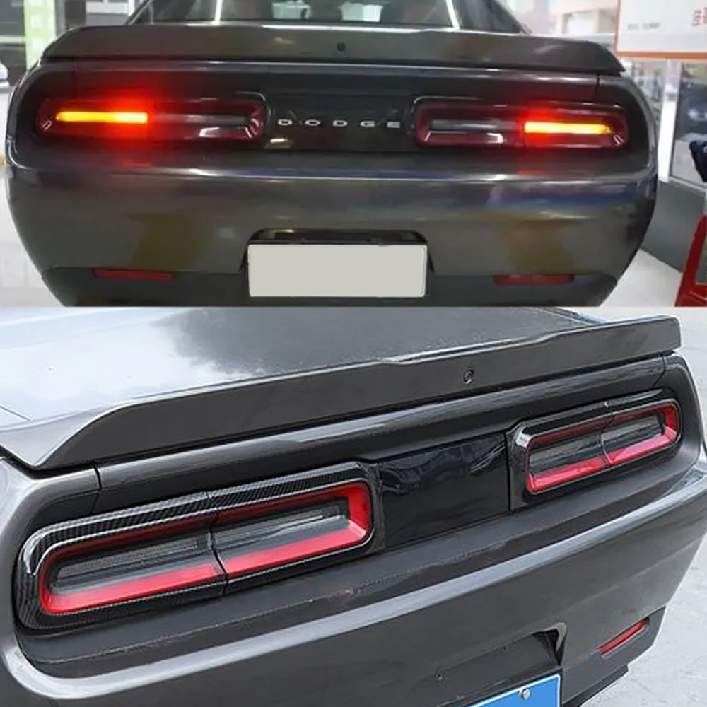 

Matte Carbon Fiber Challenger Rear Tail Light Lamp Rear Lamp Decor Frame Cover Trim For Dodge Challenger 2015up