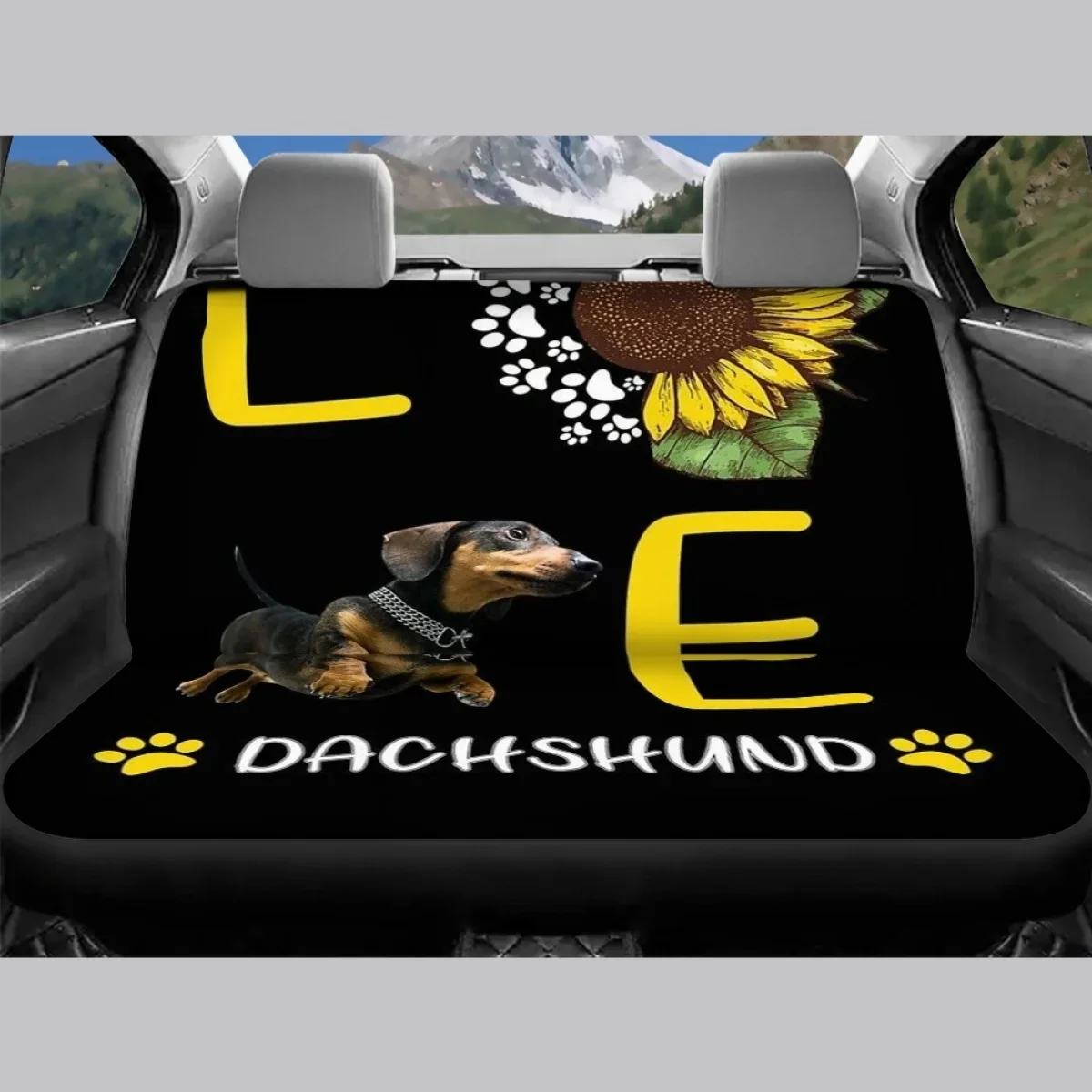 غطاء مقعد السيارة الأمامي والخلفي للنساء مع غطاء مقعد السيارة عباد الشمس، مجموعة عالمية من 4 قطع لإكسسوارات السيارات لشاحنات الشاحنات