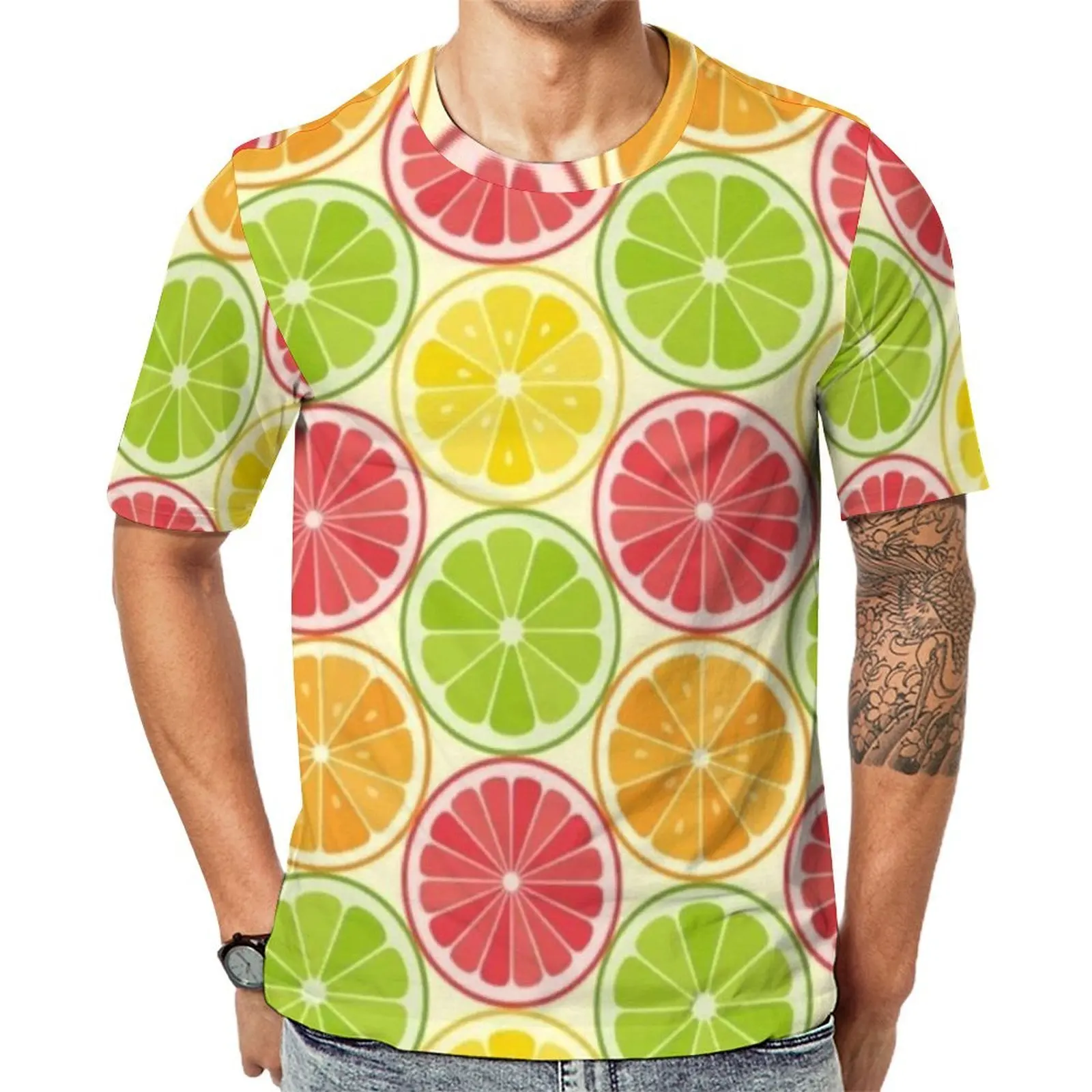 Summer T-Shirt Colorful Adorable Lemon T-Shirts Citrus Fruit Aesthetic Vintage Tee Shirt For Man Short Sleeves Oversize Tops