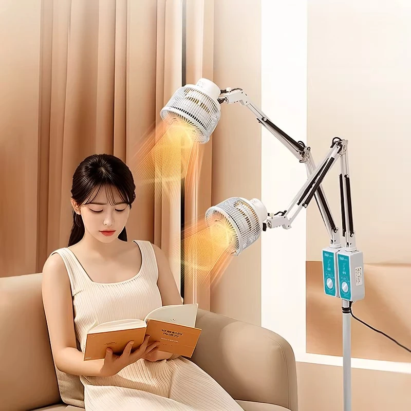 Double-headed Electromagnetic Heat Lamps Far Infrared Light Roasting Lamp 220V/110V with Base for Homes, Spas and Beauty Salons