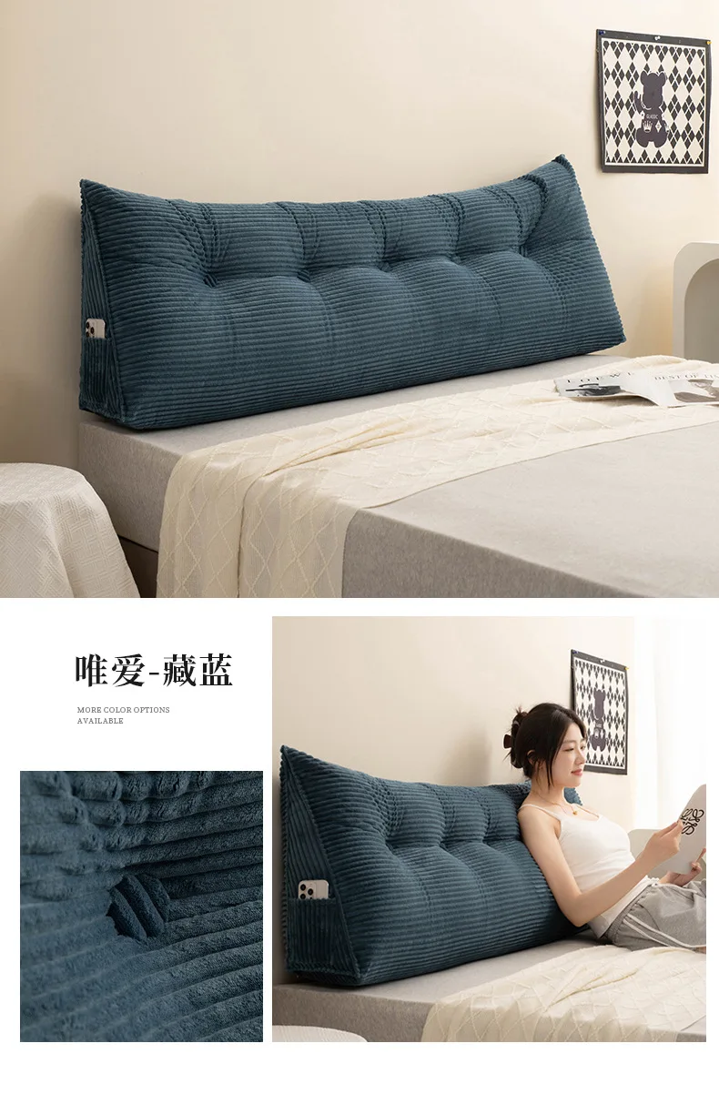 Triangular Wedge Headboard Pillow Large Bolster Bed Rest Reading