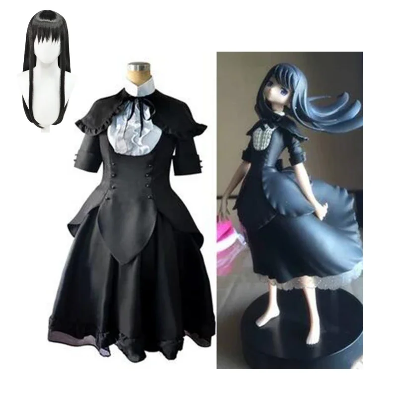 Anime Puella Magi Madoka Magica Akemi Homura-chan Cosplay Costume Dress Wig Full Suit Halloween Role Play Women Devil Suit