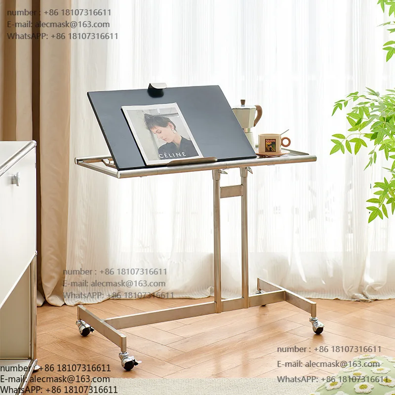 

Nordic medieval solid wood sofa edge few movable trolley lifting sheet music rack bedside