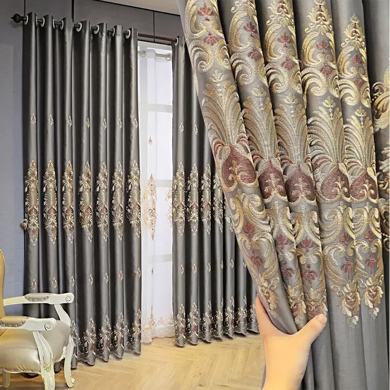 Curtains for Living Room Bedroom Dining New High Shading Thickening European Style Embroidery Luxury Palace Tulle Windows