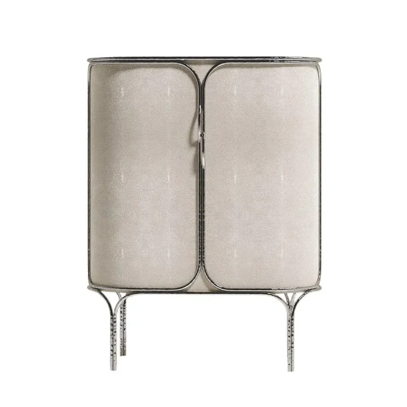 Italian light luxury brass premium wine cabinet high-end modern villa restaurant shark skin dining side cabinet art luxury