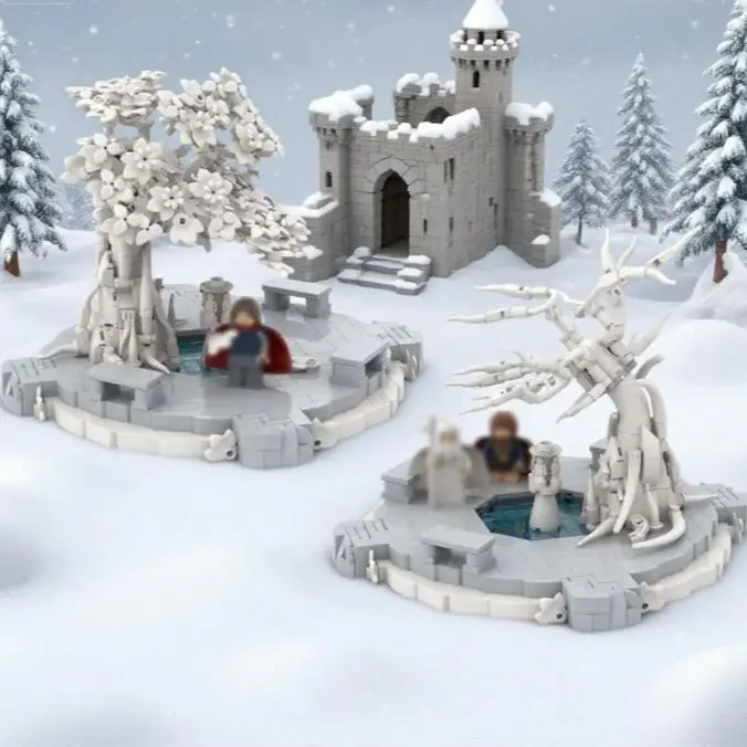 

MOC Fantasy White City Courtyard Model Movie Rings Classic Scene Architecture Building Blocks DIY Assembly Toys Kid Xmas Gift
