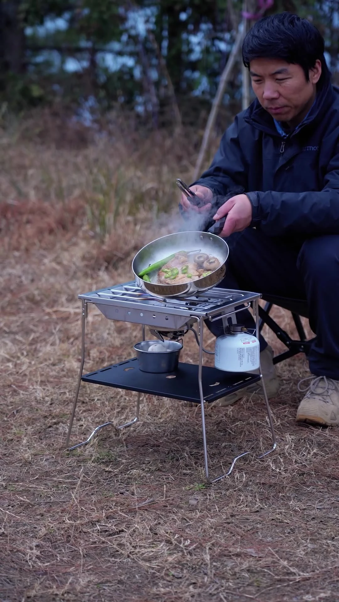 

CAMPINGMOON CK-25PG Нержавеющая сталь Корейский стиль Рамка пластинчатой пластины для печи Кемпинг Тонущая ветрозащитная IGT One Unit Пластина для печи