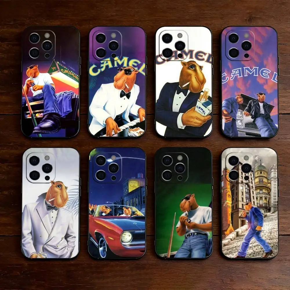 

Cigarette-Brand Camel Phone Case For iPhone 17,16,15,14,13,12,11 Plus,Pro Max,XS,Soft Silicone Black Cover