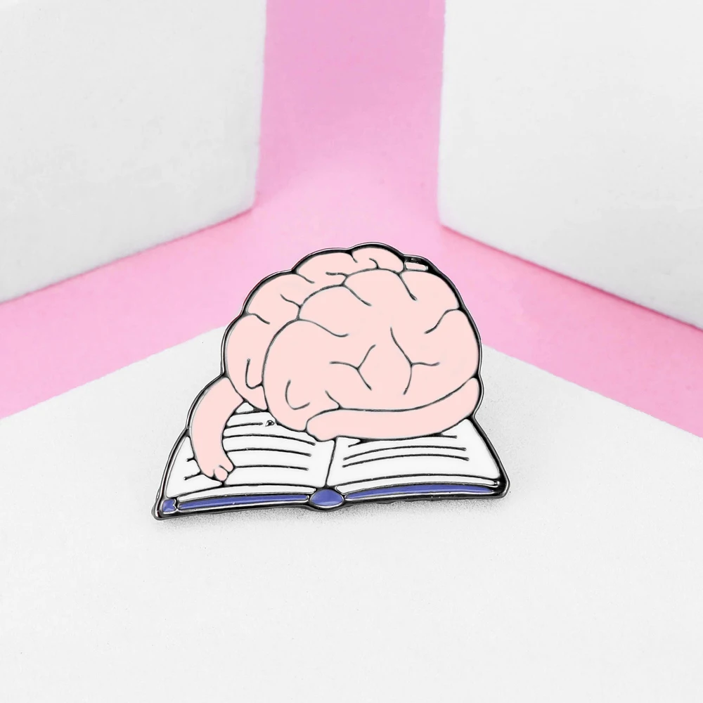 DCARZZ مضحك الدماغ المينا دبوس النساء الرجال على ظهره حقيبة التلبيب بروش شارة مجوهرات اكسسوارات هدايا