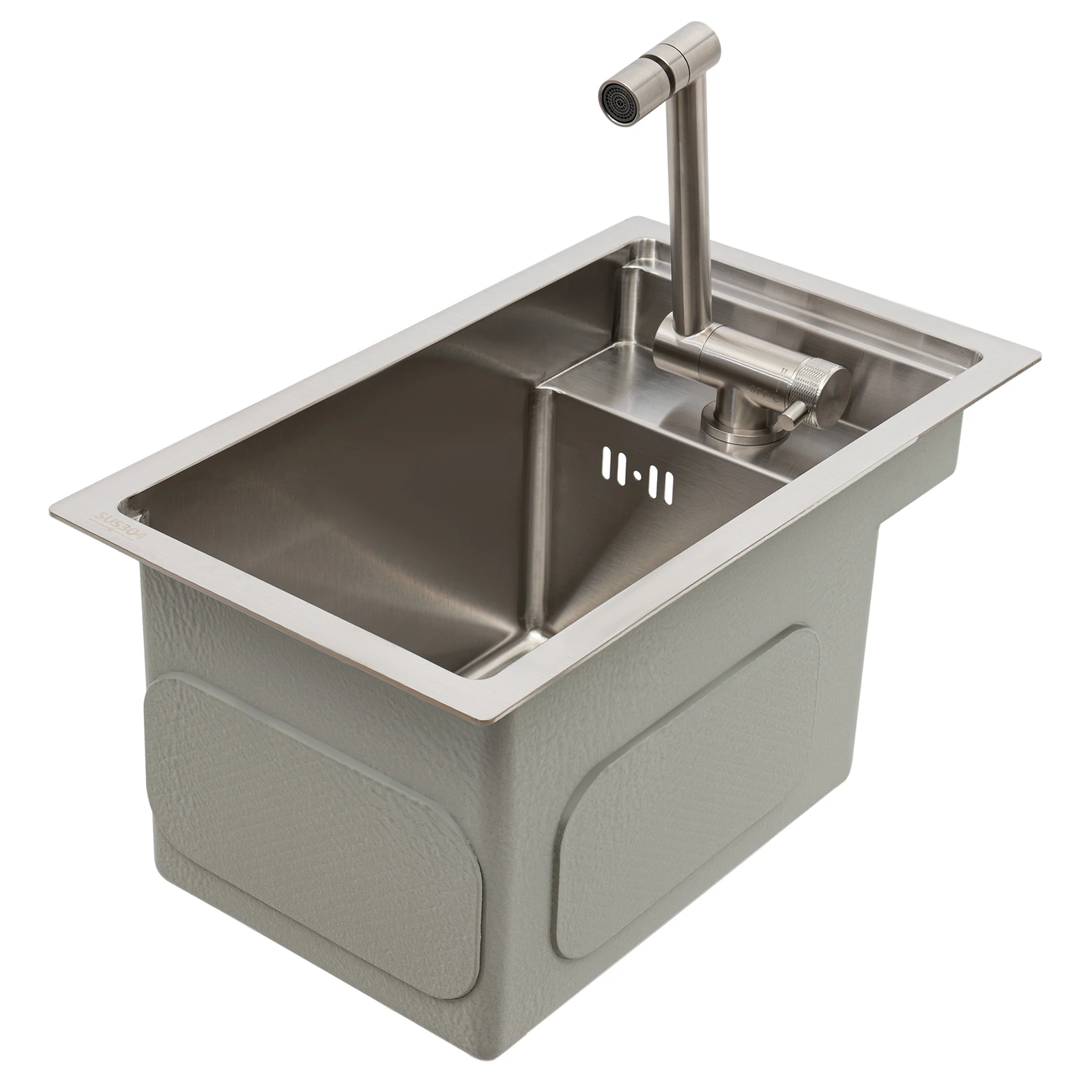 Kitchen sinks-Elegant 304 Stainless Steel Sink with Discreet Cover: Maximize Kitchen Space and Enhance Functionality