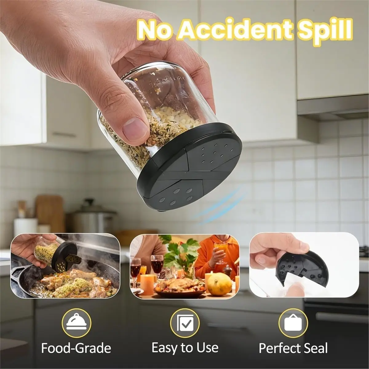 6PCS Spice Shaker Lids Only for Oui Yogurt Jars(5 Oz Jar), Ajustable Shaker Lids,Dishwasher Safe